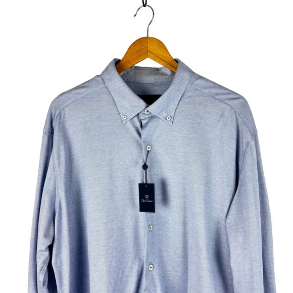 DAVID DONAHUE BUTTON UP COTTON COLLARED SHIRT IN BLUE NWT MEN'S SIZE 18/XL-XXL - Picture 3 of 12